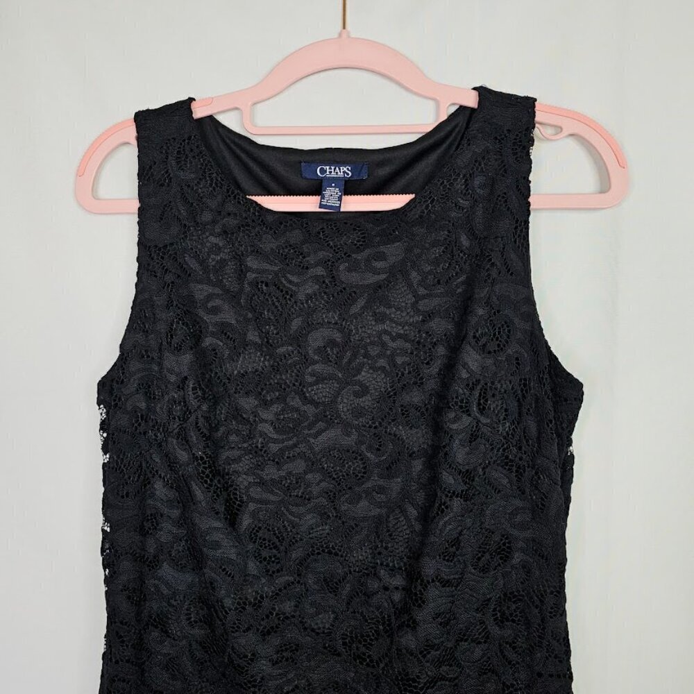 CHAPS by RALPH LAUREN Y2K Dress size 8 BLACK LACE Elegant Cocktail Feminine Chic - Picture 3 of 7
